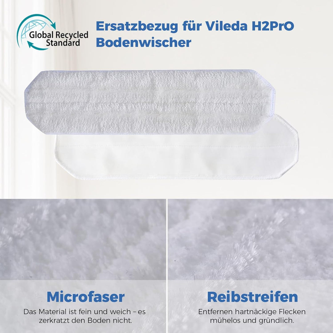 6 Stück für Vileda H2PrO Bodenwischer Ersatzbezug, Mikrofaser Bezug Kompatibel mit Vileda H2Pro &amp; O-
