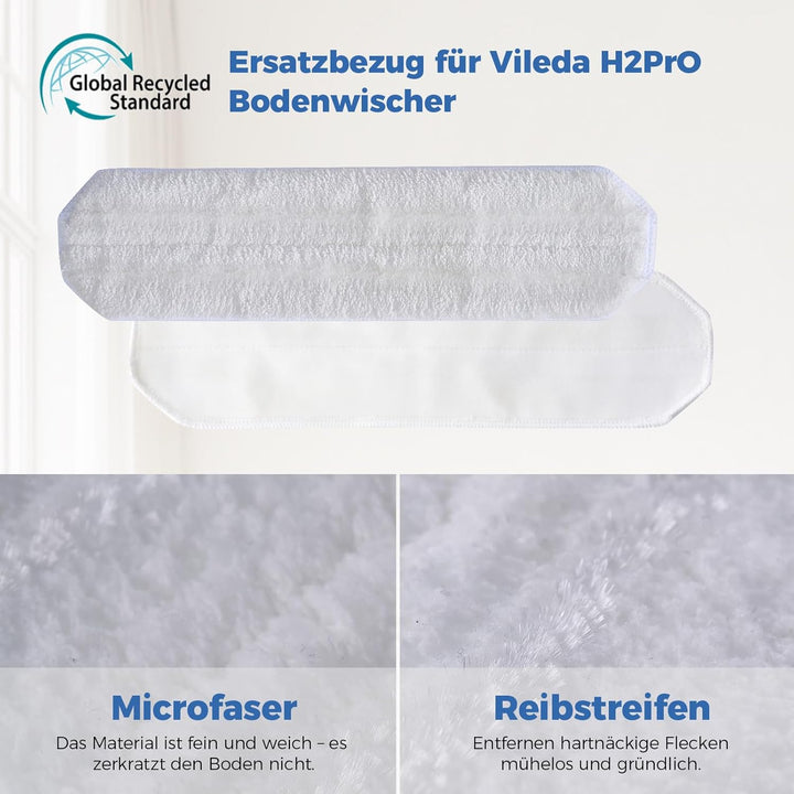 6 Stück für Vileda H2PrO Bodenwischer Ersatzbezug, Mikrofaser Bezug Kompatibel mit Vileda H2Pro &amp; O-