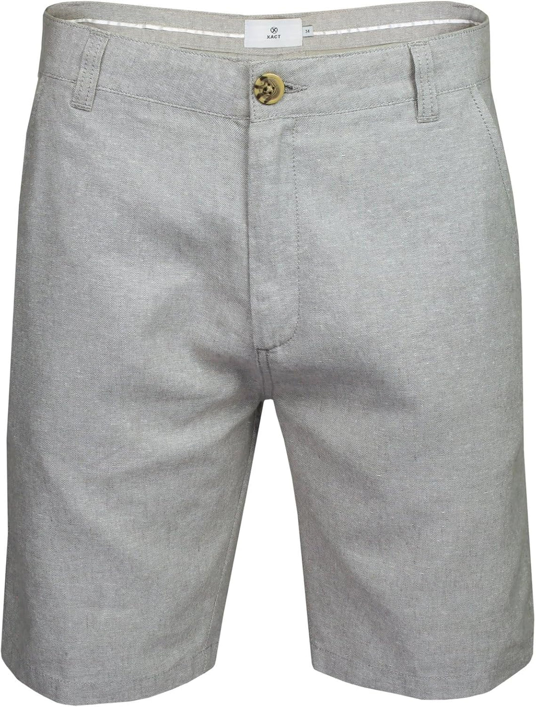 Xact Herren Leinen 23cm Tailored Chino Shorts, Regular Fit 36W Grey (Linen), 36W Grey (Linen)