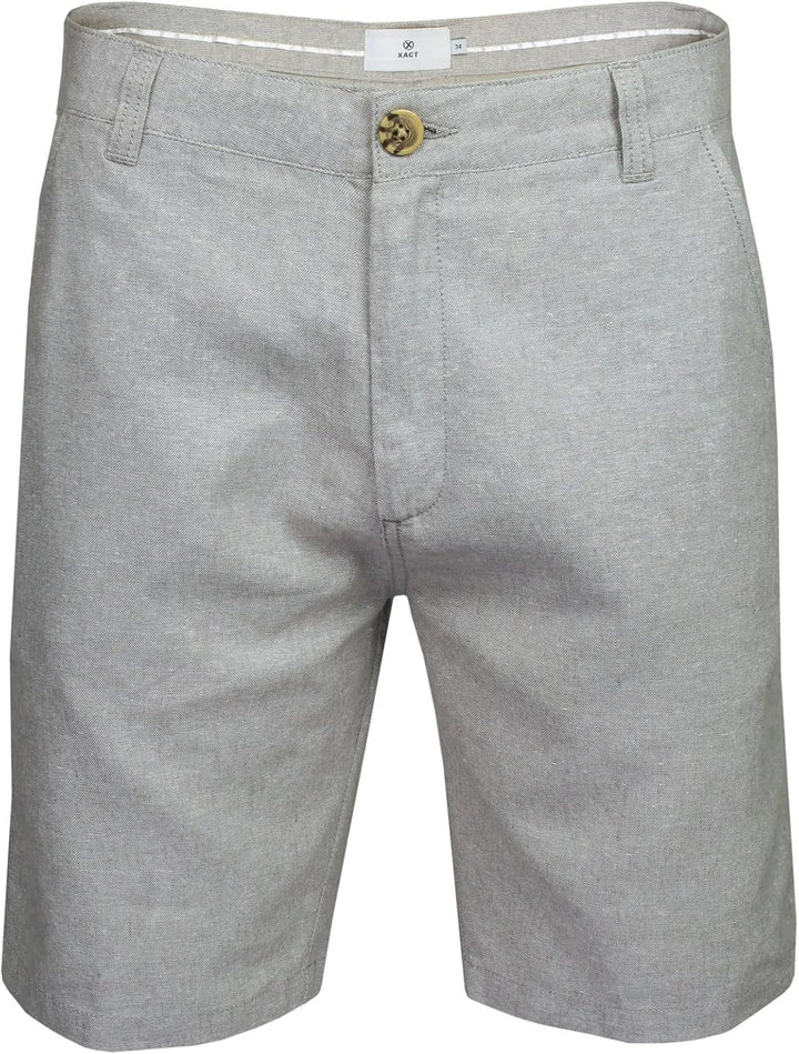 Xact Herren Leinen 23cm Tailored Chino Shorts, Regular Fit 36W Grey (Linen), 36W Grey (Linen)
