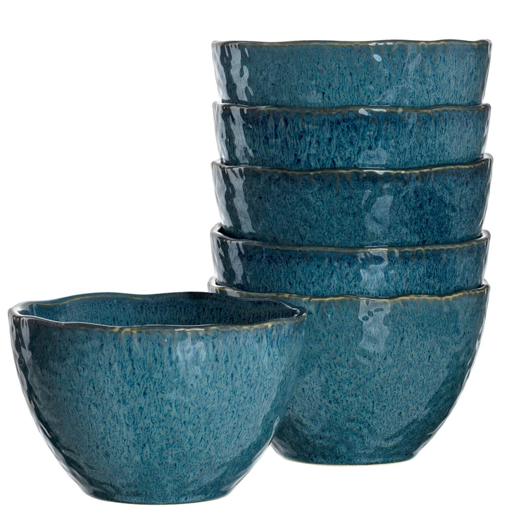 LEONARDO HOME 018545 MATERA 6er Set Schale, Keramik, blau Blau 15,3 cm, Blau 15,3 cm