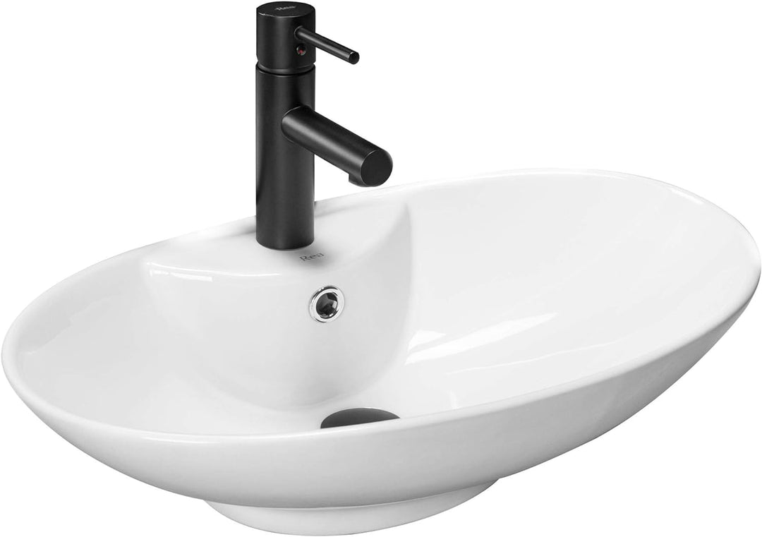 VBChome Waschbecken 59 x 39 cm Keramik Oval Waschtisch Handwaschbecken AUFSATZWASCHBECKEN WASCHSCHAL
