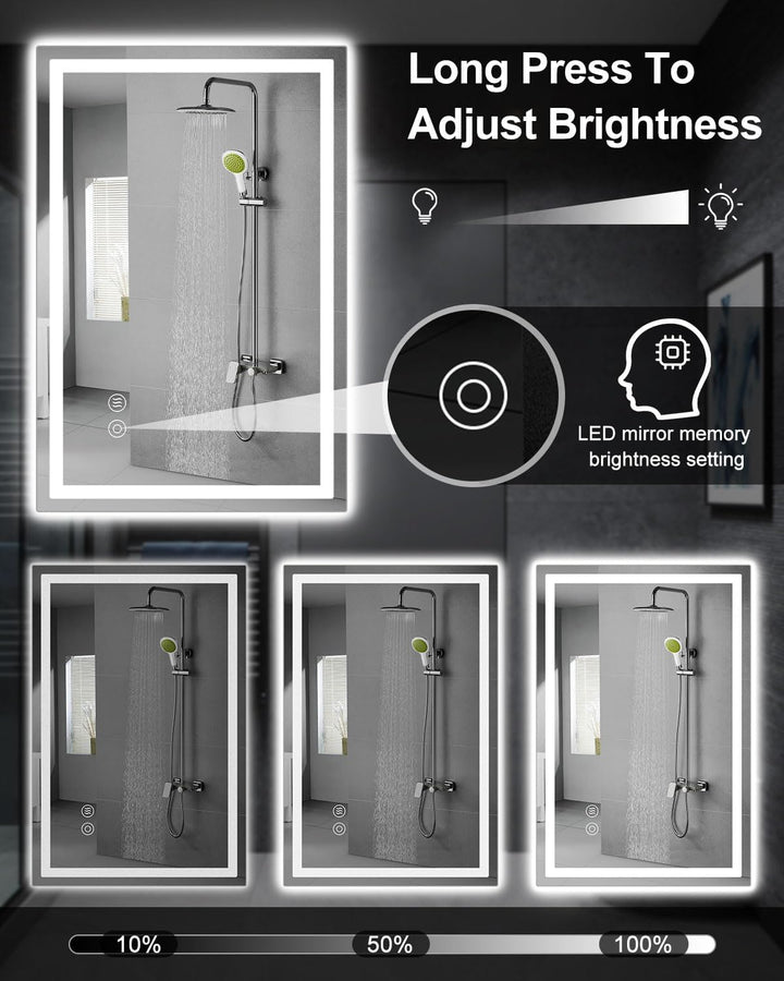 LED Badspiegel, 40x60cm Badezimmerspiegel mit Antibeschlag, Spiegel mit Beleuchtung mit Touchschalte