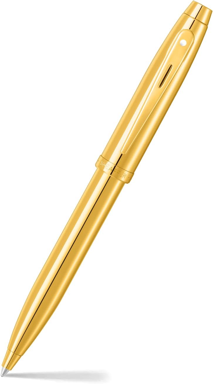 Sheaffer 100 9372 Glänzender PVD-Gold-Kugelschreiber mit PVD-Goldrand, Kugelschreiber