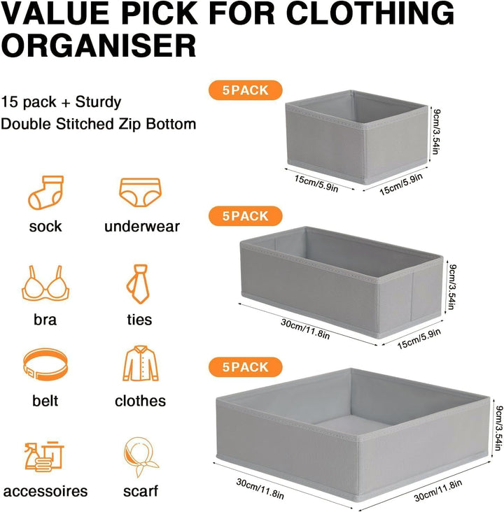 Kleiderschrank Schubladen Organizer - 15er Set Unterwäsche Organizer Aufbewahrung Hemnes Kommode, St