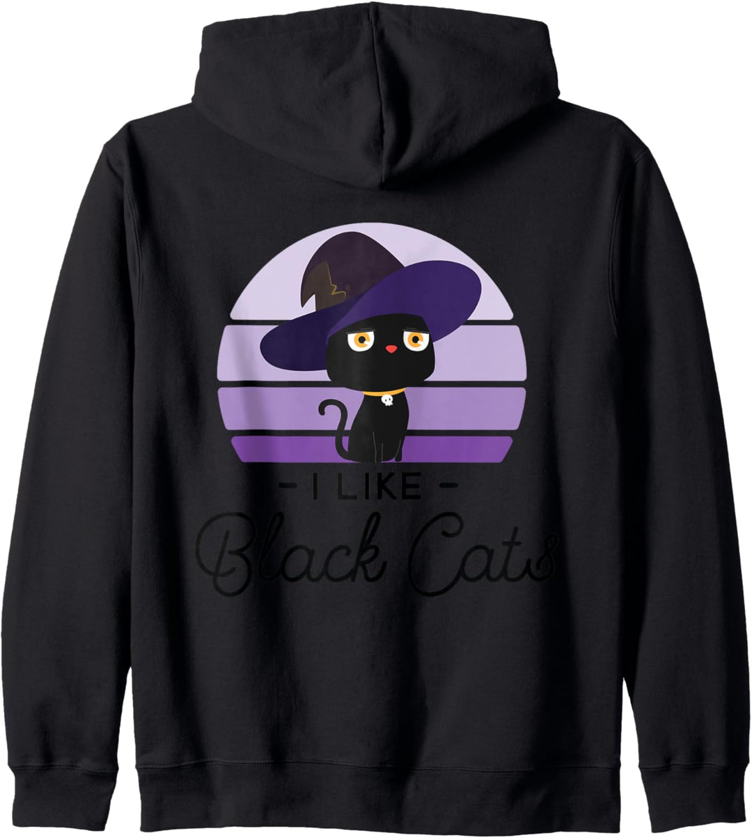I Like Black Cats Katze mit niedlichem Hexen Hut Halloween Kapuzenjacke