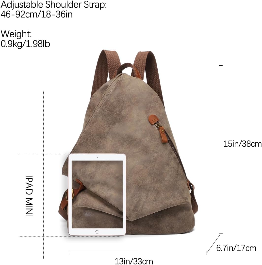 Retro Segeltuch Rucksack PU Vintage Rucksäcke PU Leder Daypack Reisetasche Schulterrucksack für Herr