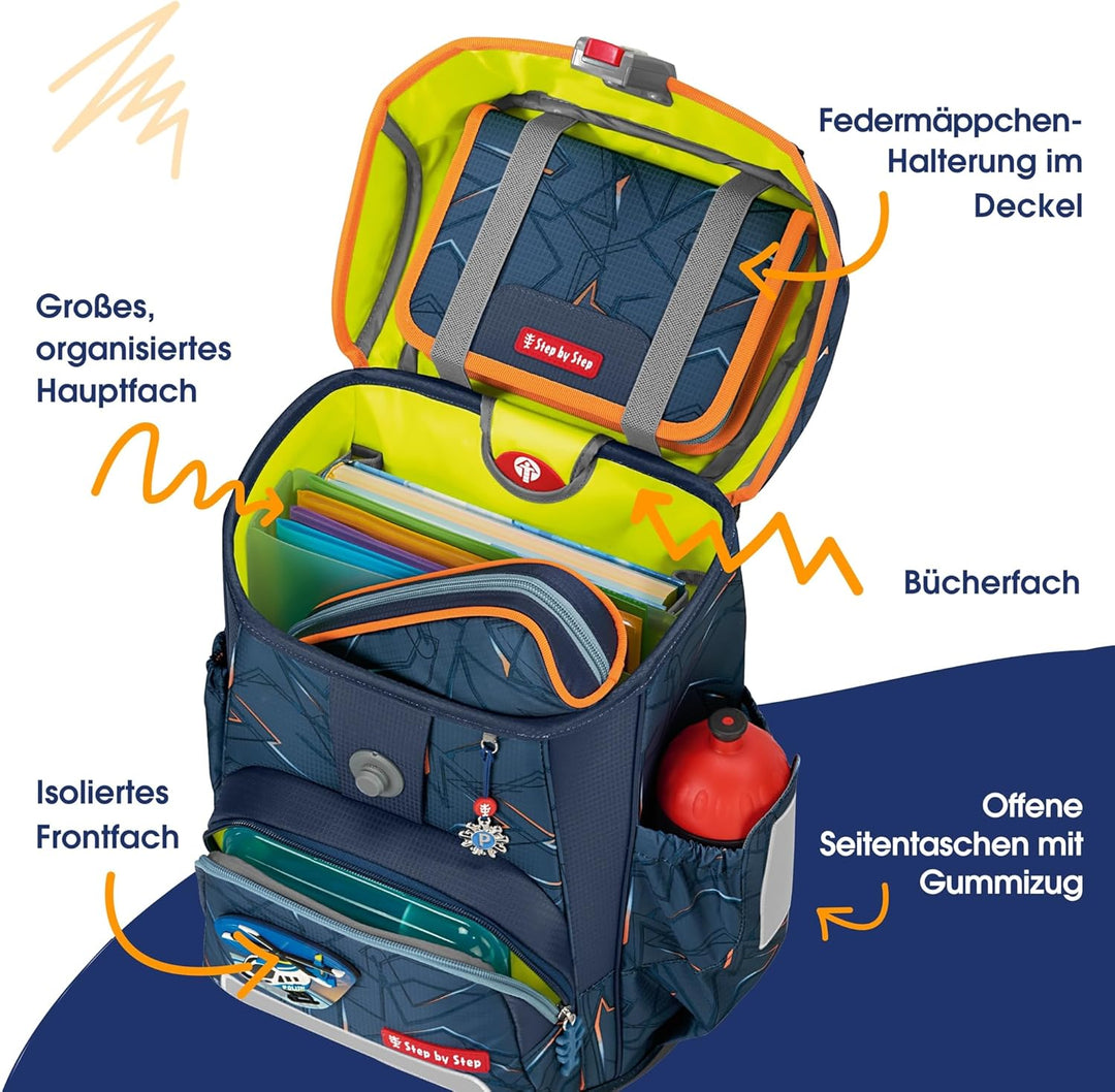 Step by Step Schulranzen-Set CLOUD, 5-teilig, ergonomischer Tornister mit Reflektoren, höhenverstell