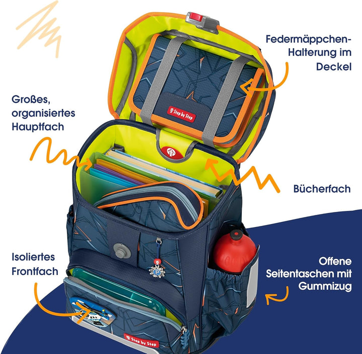 Step by Step Schulranzen-Set CLOUD, 5-teilig, ergonomischer Tornister mit Reflektoren, höhenverstell