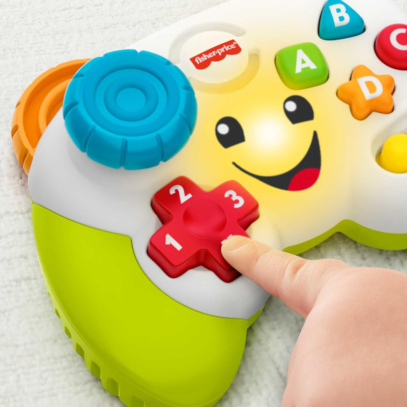 Fisher-Price Lernspass Spiel-Controller für Babys und Kleinkinder in Grün, Videospiel-Attrappe mit M