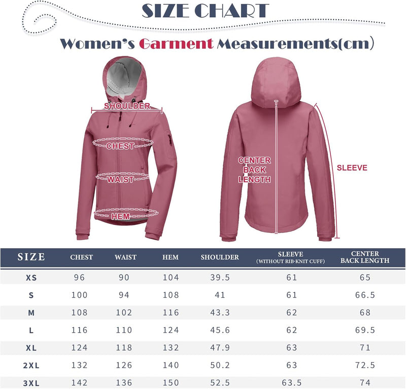 33,000ft Softshelljacke Damen Wasserdichte Atmungsaktive Warme Winterjacke Fleece Übergangsjacke Win