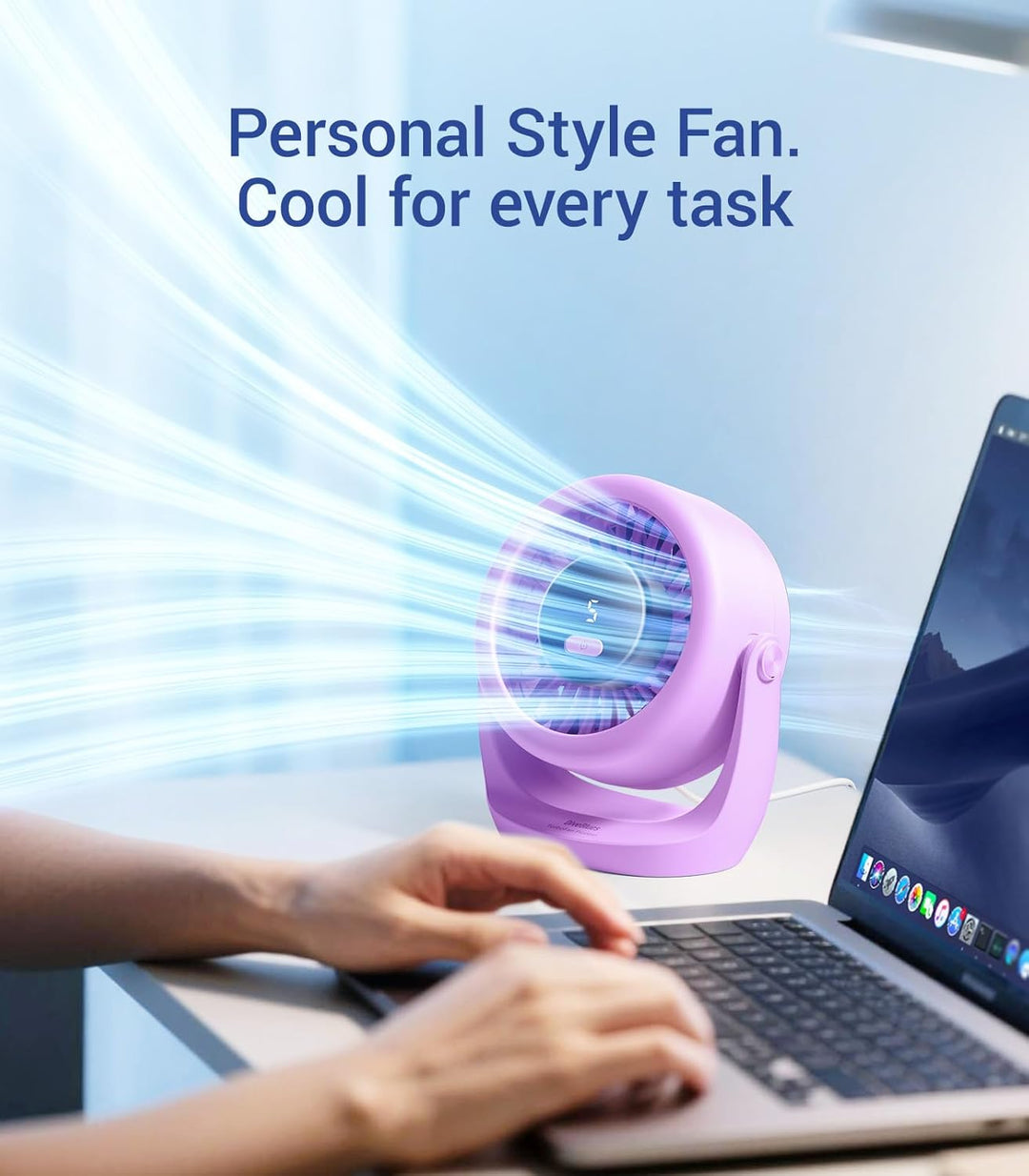 Diveblues USB Turbo Tischventilator, Ultra-Leiser Mini Ventilator, Leistungsstarker Wind, LED-Displa