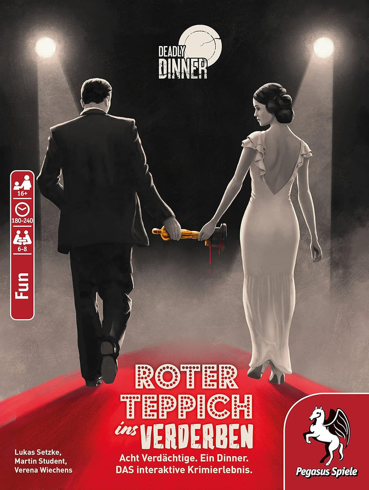 Pegasus Spiele 19010G - Deadly Dinner - Roter Teppich ins Verderben - Krimi Dinner für Zuhause - 6 b