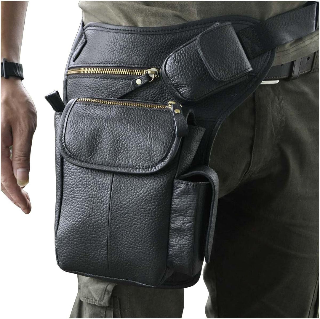 Le'aokuu Herren Echtes Leder Tasche Beinbeutel Beintasche Aussenbeintasche Hüfttasche Drop Leg Thigh