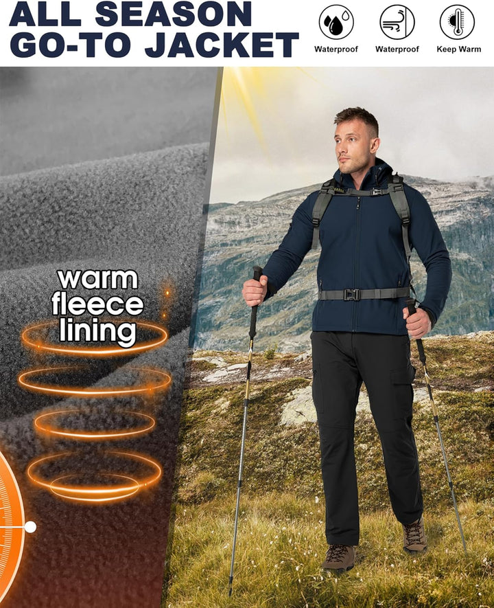 33,000ft Jacke Herren Wasserdichte Atmungsaktiv Softshelljacke - Übergangsjacke Winddichte Regenjack