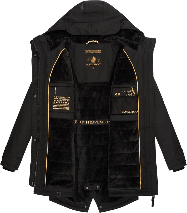 Navahoo Damen Übergangsjacke Warmer Kurzmantel Regenjacke wasserdicht mit Kapuze Brinjaa XS-XXL S Sc