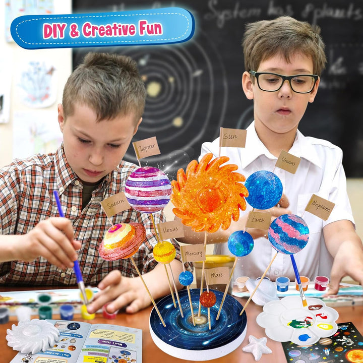 UNGLINGA Solar System Modell Bausatz mit 9 Schaumstoffkugeln, Planeten zum Bemalen DIY Kinder Spielz