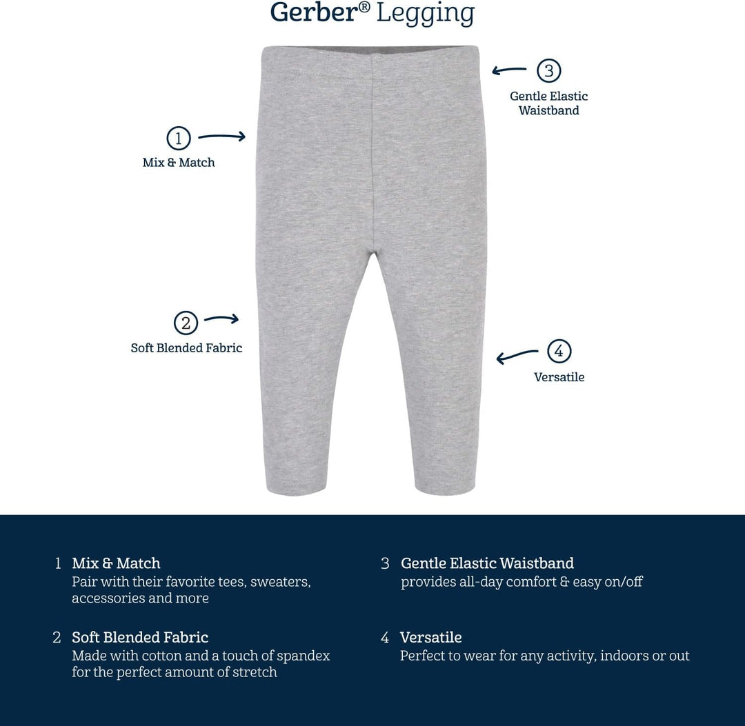 Gerber Baby - Mädchen Leggings Toddler 3-Pack Premium Leggings Einheitsgrösse Pink/Black, Einheitsgr