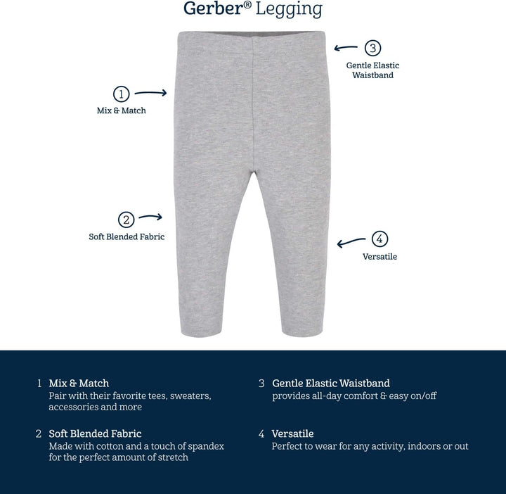Gerber Baby - Mädchen Leggings Toddler 3-Pack Premium Leggings Einheitsgrösse Pink/Black, Einheitsgr