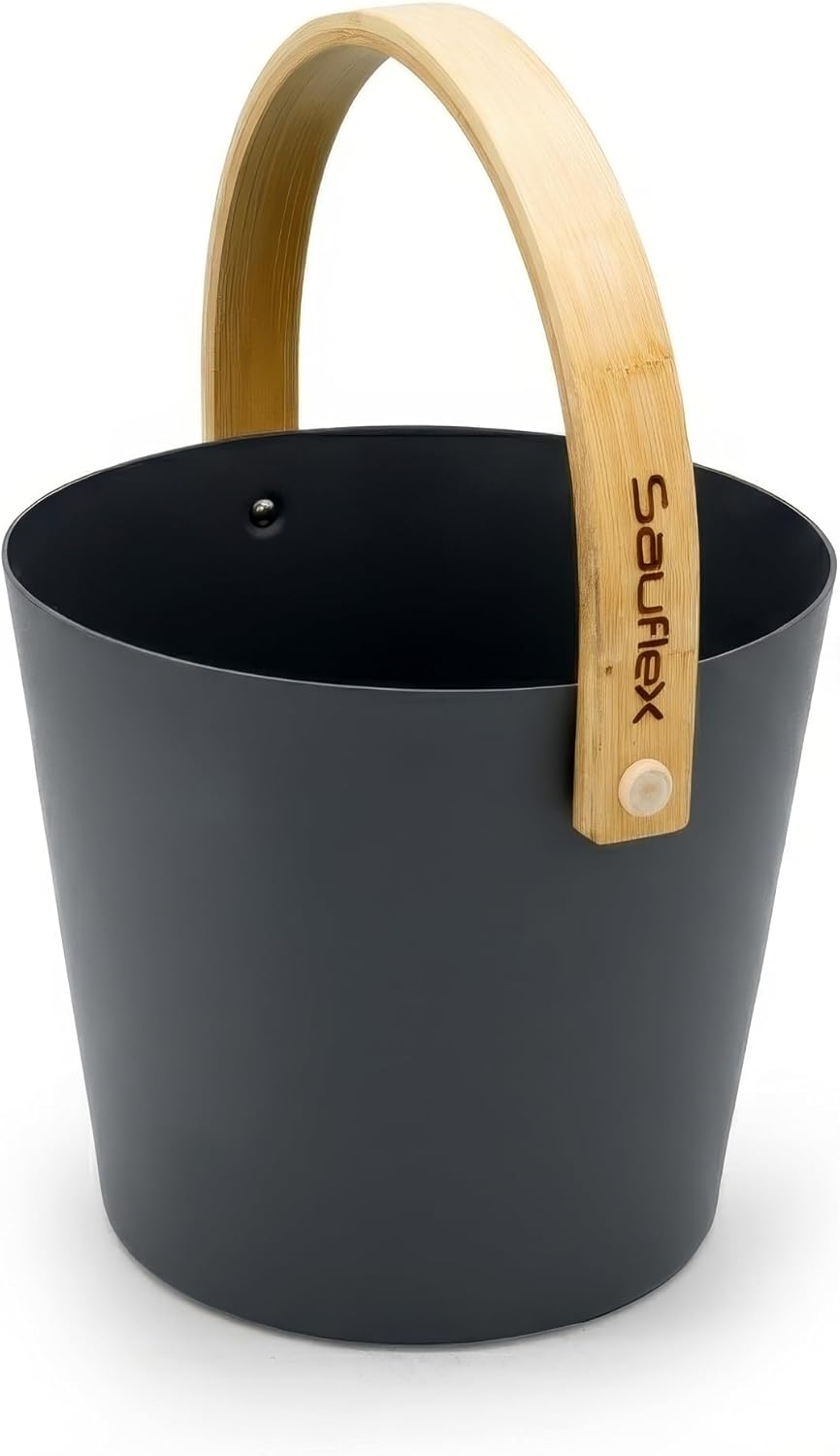 Sauna Zubehör Set: 4L Aluminium Eimer und 42cm Kelle, Bambusgriffe (Anthrazit), Anthrazit