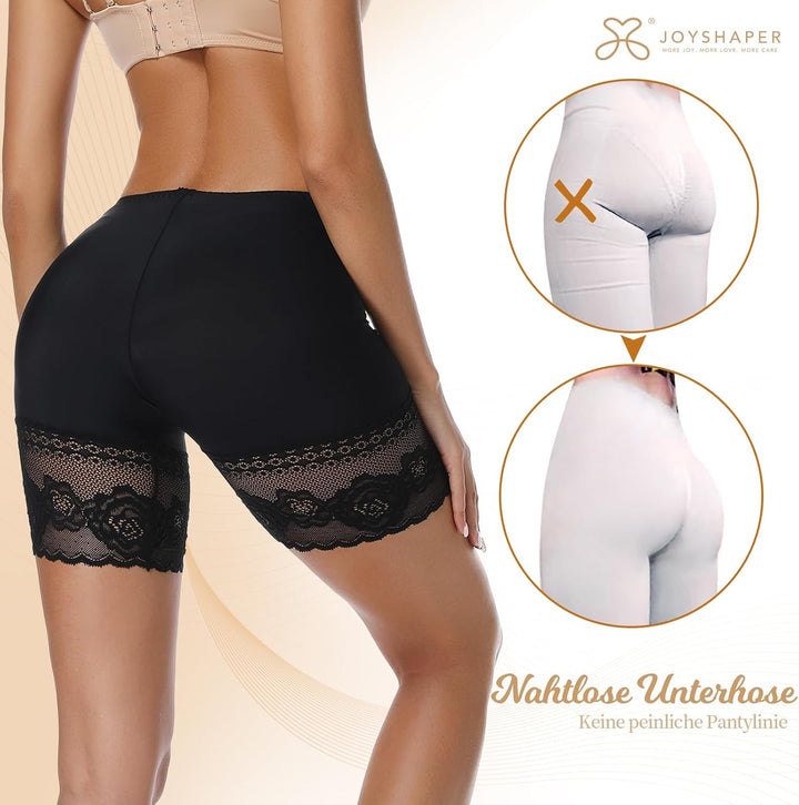 Joyshaper Damen Unterhose Unter Rock Kurz Hose Anti-Chafing Spitzen Shorts Atmungsaktiv Panty Hipste