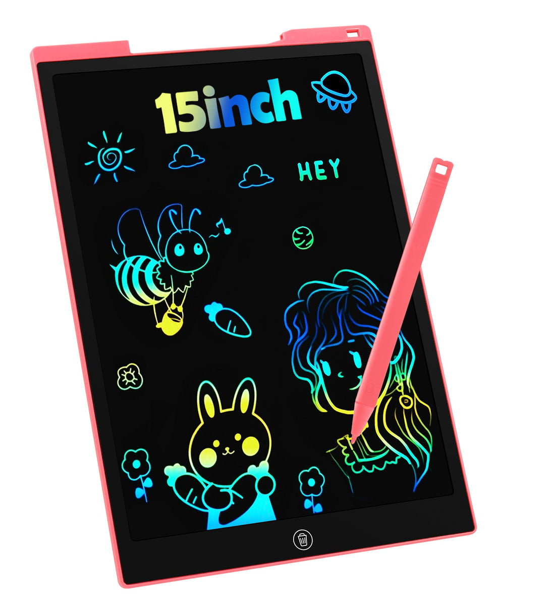 Bunte LCD Schreibtafel, 15 Zoll LCD Schreibtablett für Kinde, Maltafel Kinder Elektronisch Spielzeug