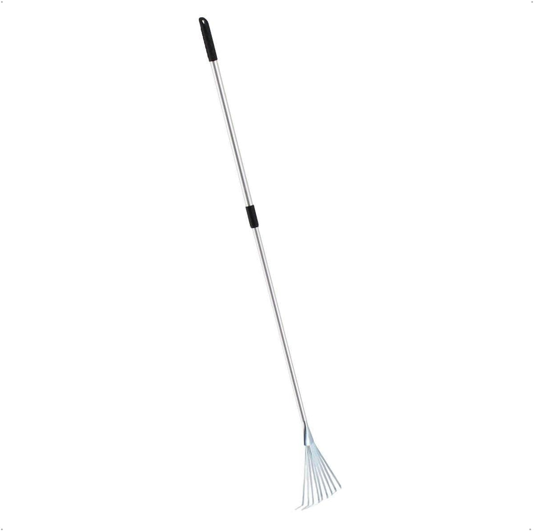 Rekord Kleinfeger (Stahl) mit Teleskopstiel (Aluminium) Länge bis 124 cm & Aufhängeloch, Harke, Rech