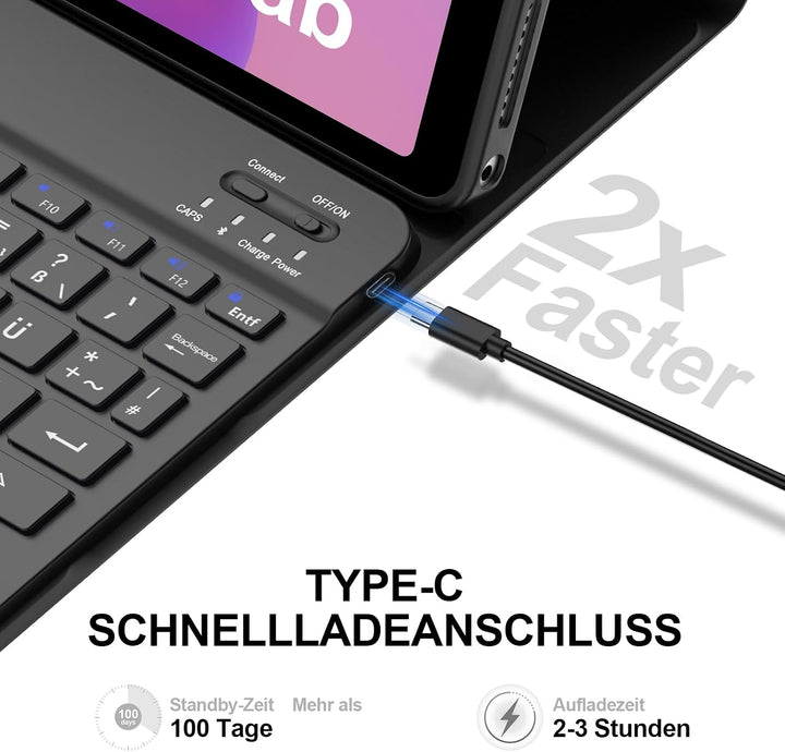 IVEOPPE Hülle mit Tastatur für Lenovo Idea Tab 11" 2025 / Tab M11 2024 | Abnehmbare Magnetisch QWERT