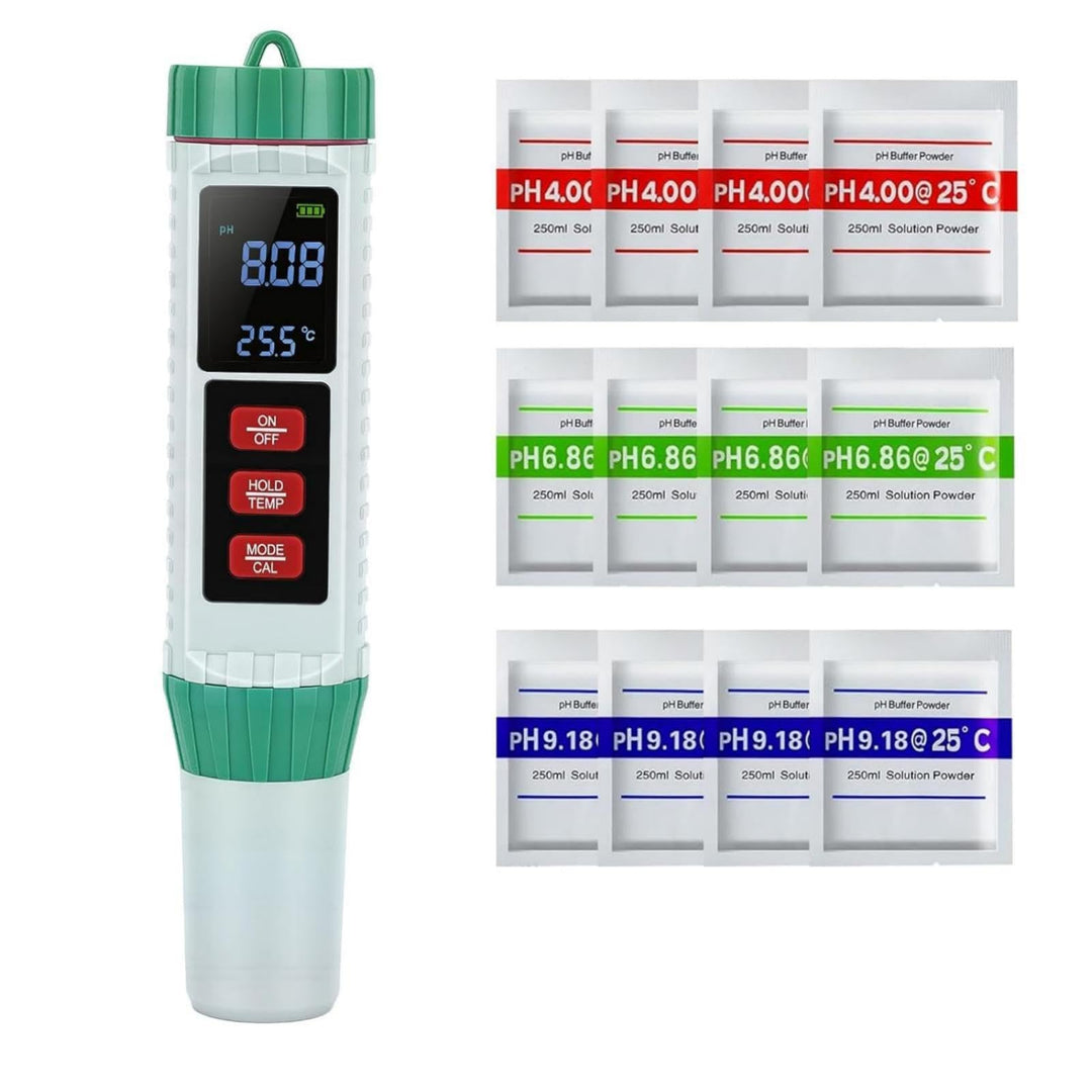 5 in 1 PH Messgerät Wasser, PH TDS EC Salzgehalt Temperatur Messgerät mit LED Display und Auto Tempe