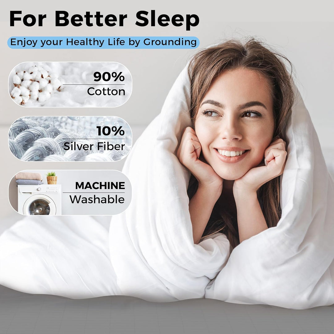 VigorVortex Erdungsbettlaken Erdungsmatte 90% Bio-Baumwolle und 10% Silberfaser Erdungsmatte mit EU