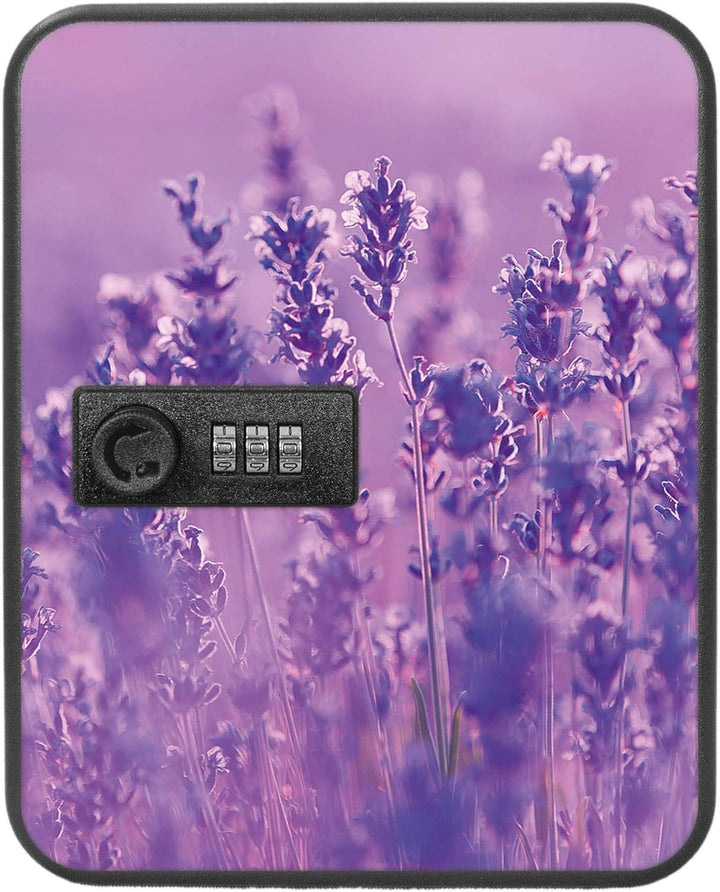 banjado® Burg-Wächter® abschliessbarer Schlüsselkasten mit Motiv Lavendelmeer für 20 Schlüssel - Sch