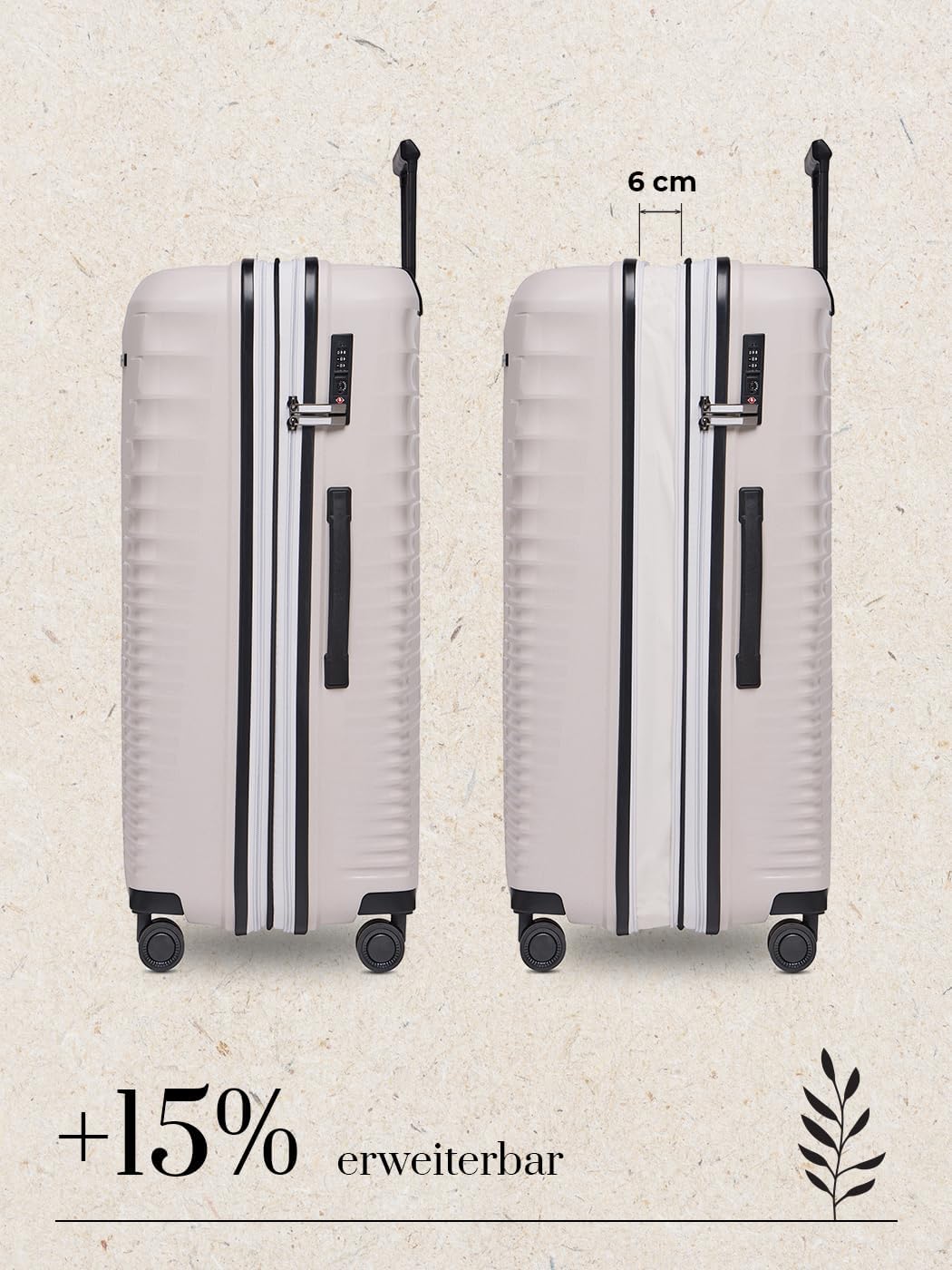 Eco Edition grosser Hartschalen Check-in Koffer nachhaltig | XL Trolley 53 x 31 x 77 cm mit Dehnfalt