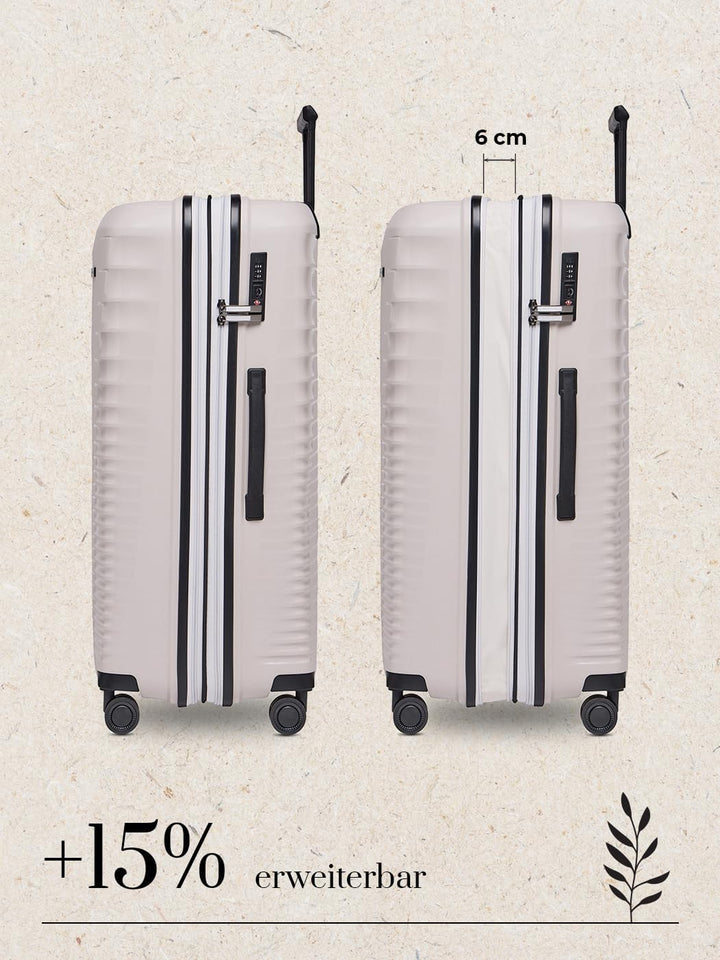 Eco Edition grosser Hartschalen Check-in Koffer nachhaltig | XL Trolley 53 x 31 x 77 cm mit Dehnfalt