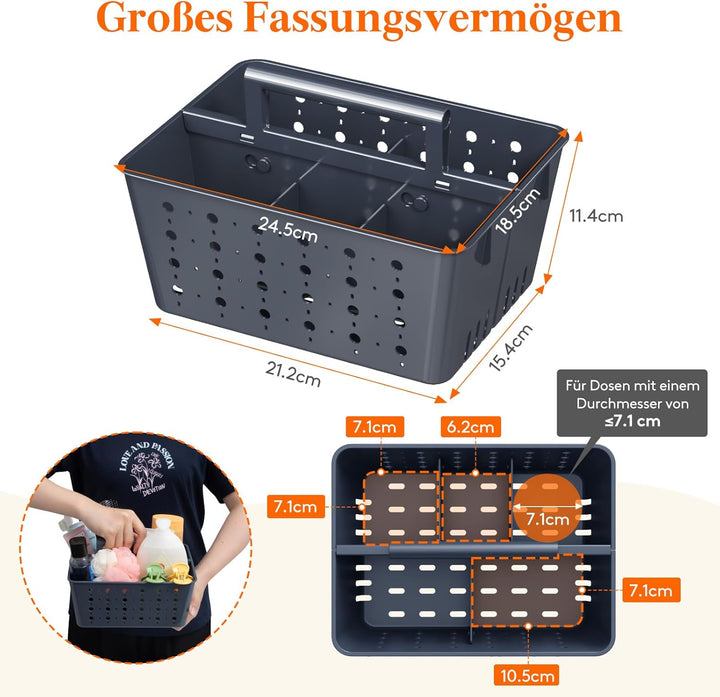 Lifewit Kunststoffkorb mit Griffen 2 Stück, tragbarer Duschkorb, Aufbewahrungs Organizer für Shampoo