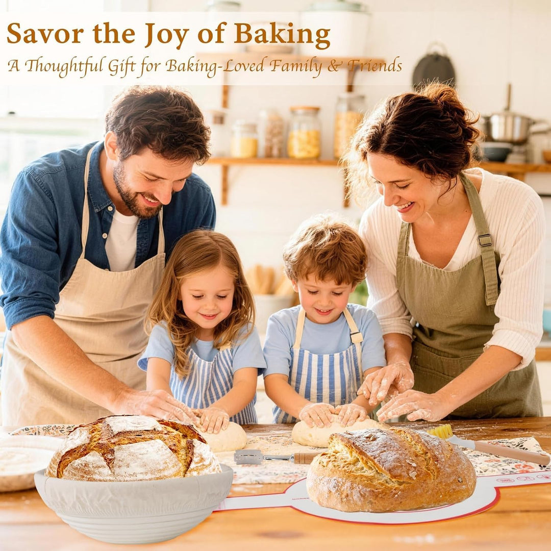 Sauerteig Starter Set, Gärkorb Brot Set, Komplettset Brot Backen Zubehör, Geschenk für Anfänger und