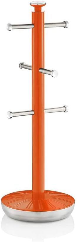 SWAN SWKA1054ON Handtuchstange und Becherbaum mit 6 Zweigen, Retro-Design, Orange, Orange