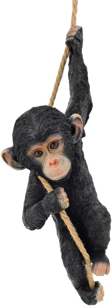 Schwartinsky ABC Home | Gartenfigur | AFFE am Seil | Polyresin | 70 cm H inkl. Seil
