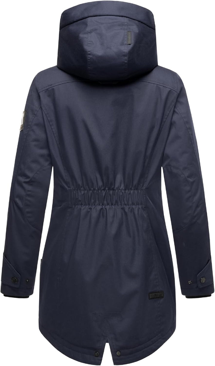 Navahoo Damen Übergangsjacke Warmer Kurzmantel Regenjacke wasserdicht mit Kapuze Brinjaa XS-XXL S Na