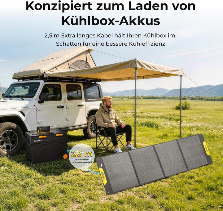 BougeRV 200W Solarpanel Faltbar, 25% Effizienz N-Typ Tragbares Solarpanel für 277Wh Akku, Fiberglas