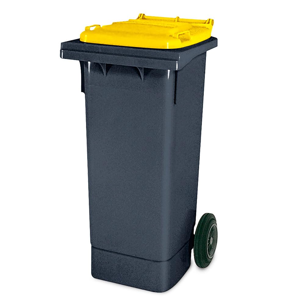 BRB Müllbehälter, 80 Liter, grau mit bunten Deckeln, BxTxH 445 x 520 x 930 mm, Niederdruck-Polyethyl