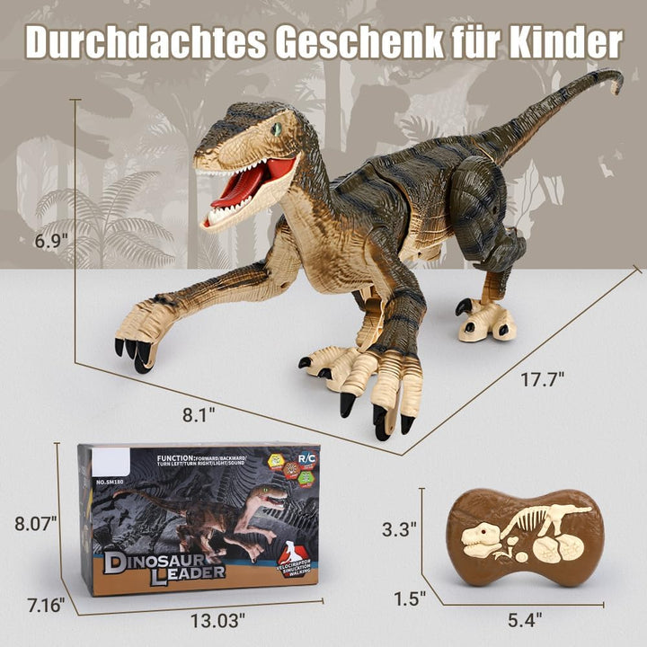FRUSE Ferngesteuerter Dinosaurier Spielzeug, 2.4 GHz Realistische Velociraptor Roboter mit Gehen, Br