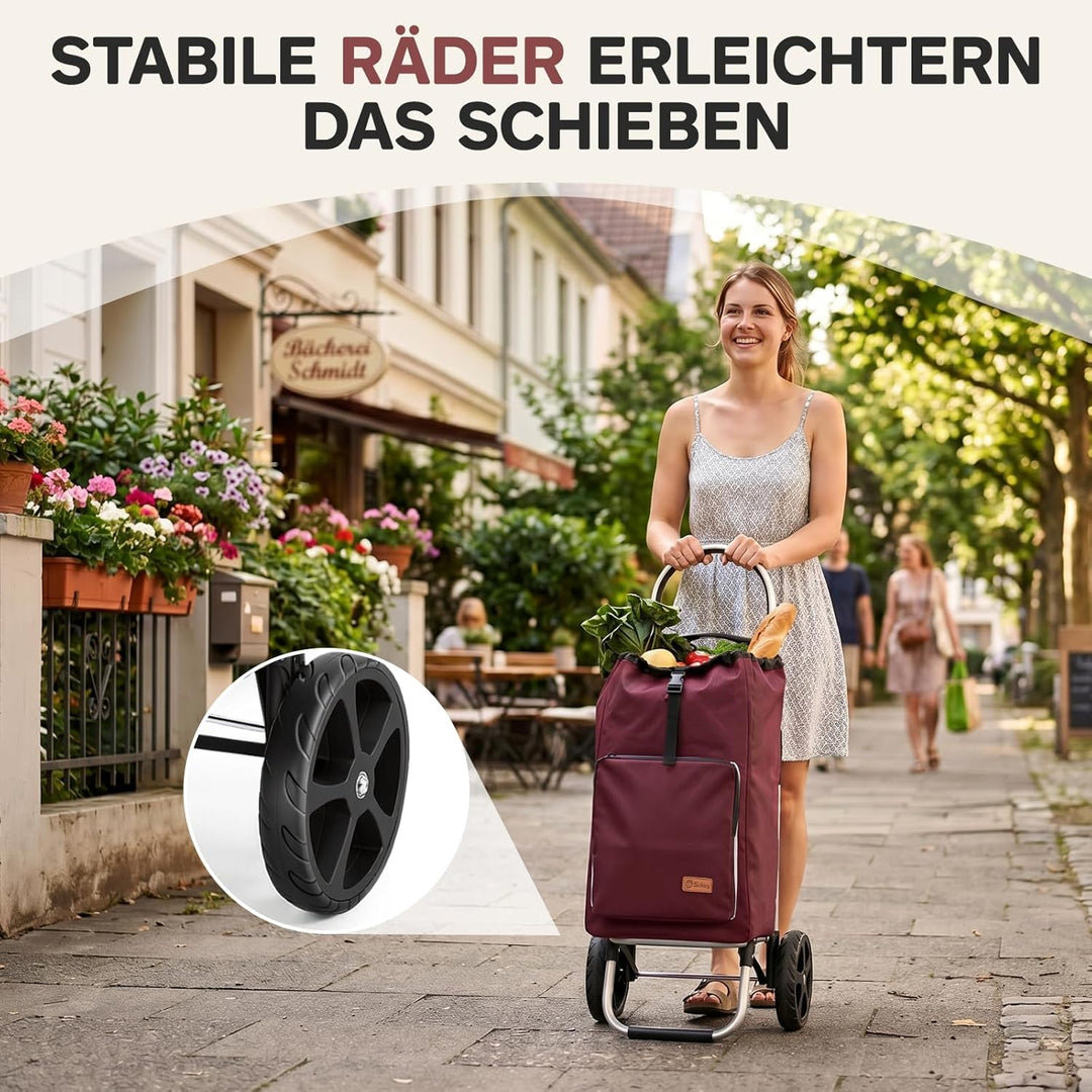 Sekey Einkaufstrolley klappbar, XXL Einkaufstasche mit Kühlfach, Aluminiumrahmen, Faltbarer Einkaufs