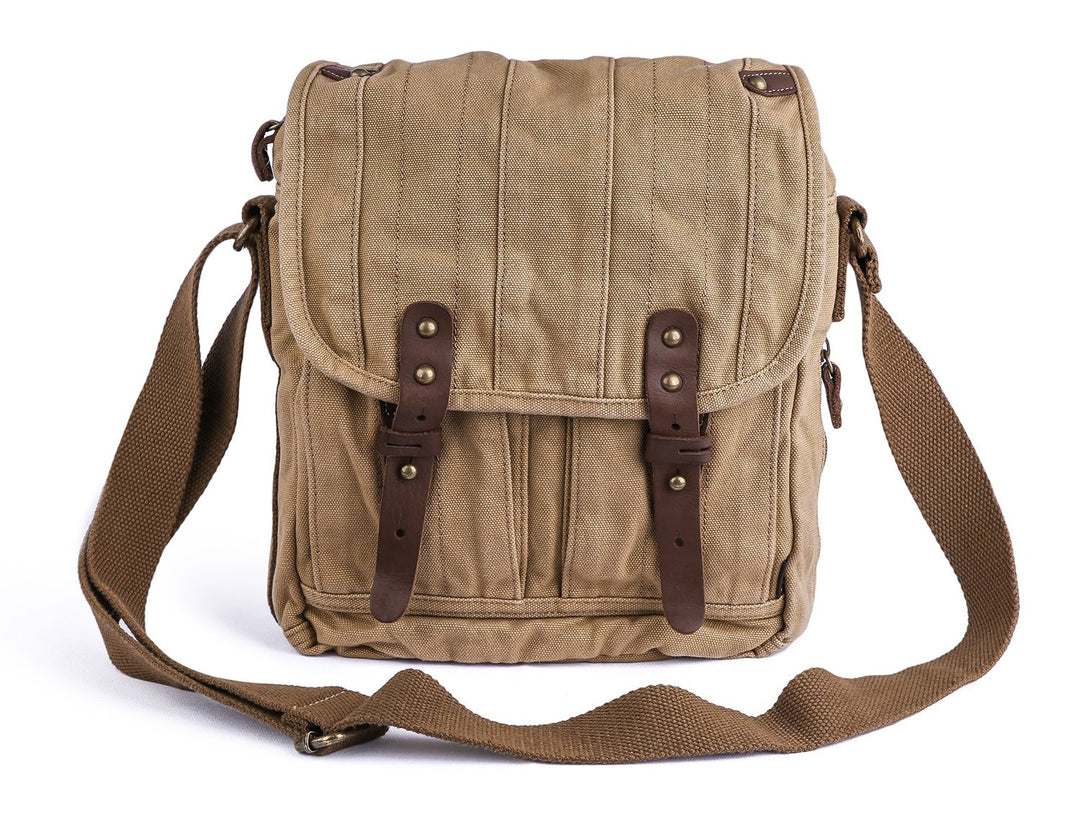 Gootium Vintage Canvas Classic Umhängetasche Messenger Bag/Schultertasche Herren, 25 cm, Khaki, Khak