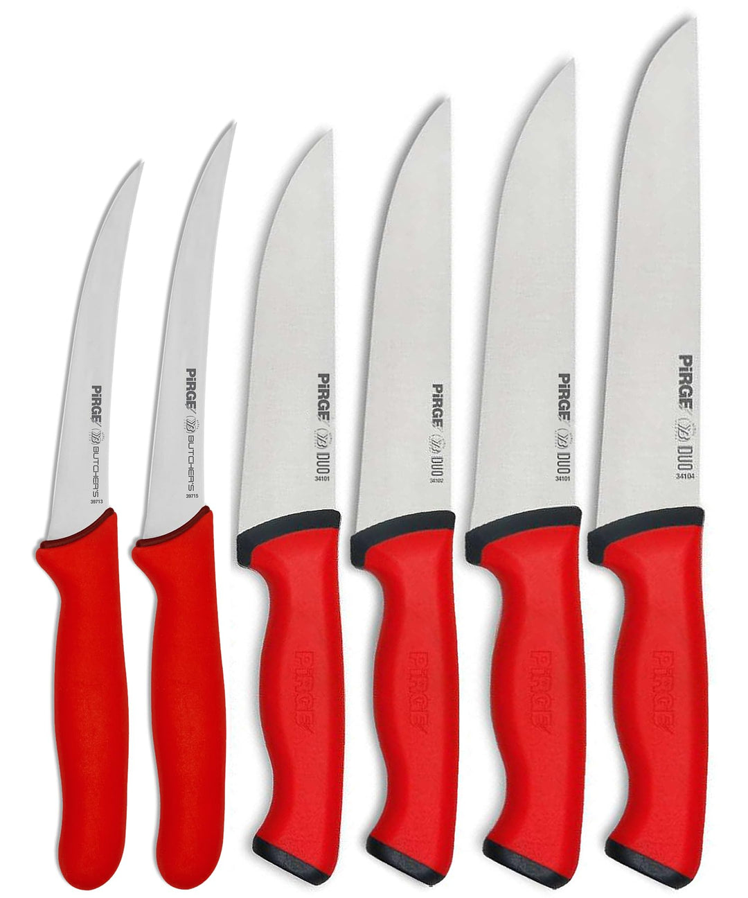 Pirge Metzgermesser Set 6 TLG Schlachtermesser Rutschfester Griff - Fleischermesser - Stechmesser -