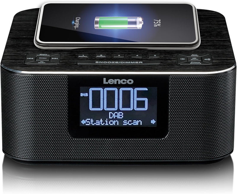 Lenco CR-650 DAB+ Radiowecker - Uhrenradio mit DAB+ und FM - 20 Senderspeicher - Schlummerfunktion -