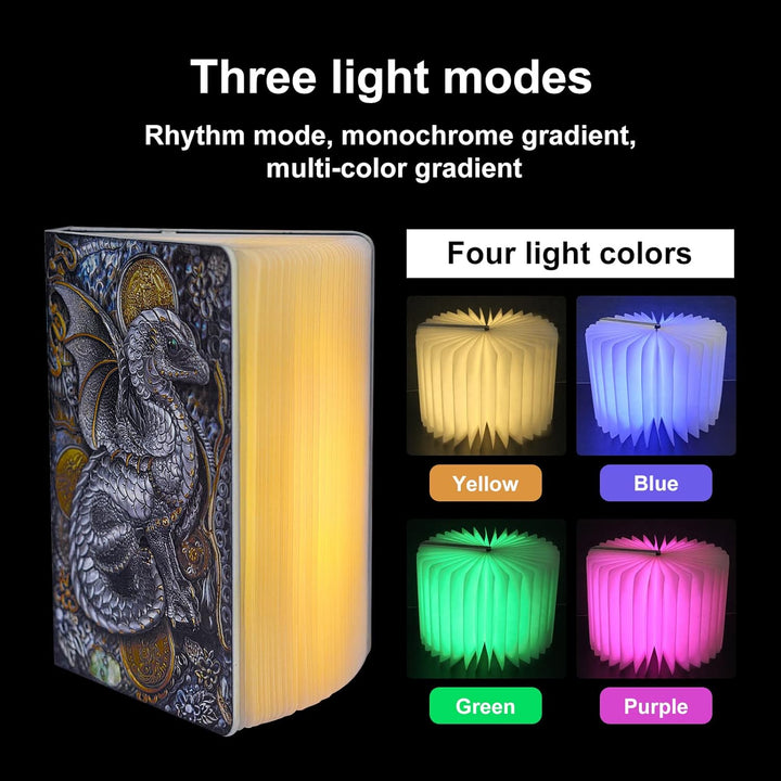 QXMGCBOK 3D Drachen geformte Relief Bluetooth Buch Lautsprecher, Nachtlicht, 3W tragbare drahtlose B