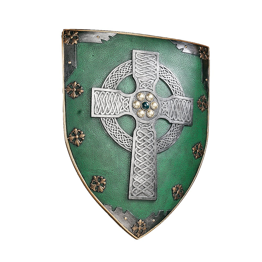 Design Toscano Keltischer Kreuz Kämpferschild Mittelalterliche Wandskulptur, Polyresin, vollfarbe, 4