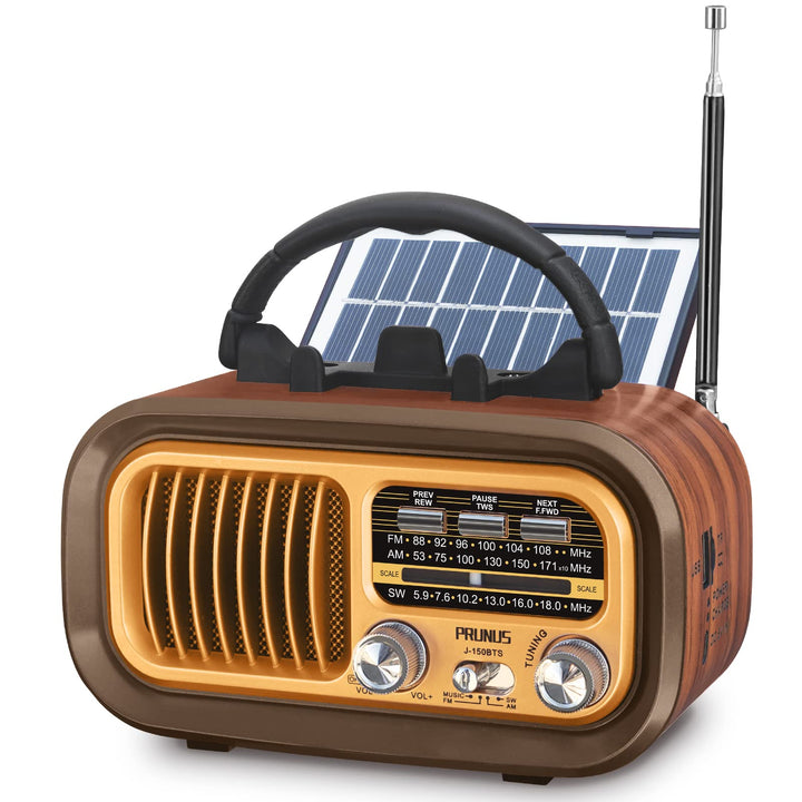 PRUNUS J-150 AM/FM/SW Retro Radio Klein, Vintage Radio Betrieben mit 1200mAh Akku oder D-Zellen Batt