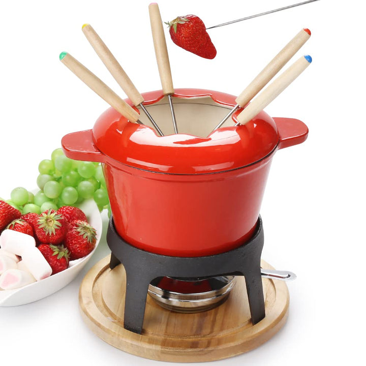 Virklyee Fondue Set Keramik Cheese Gusseisen Von 6 Gabeln Käse Fondue Set Schokoladen Fondue DIY Fon
