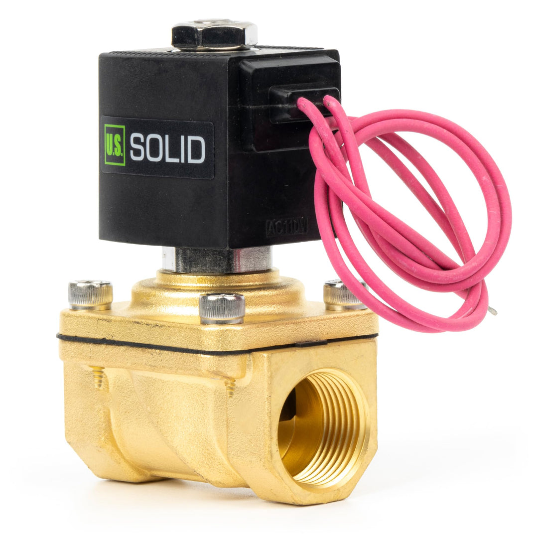 U.S. Solid 3/4" Magnetventil - Messing AC 230V mit Viton-Dichtung, stromlos geschlossen, Bleidraht-T